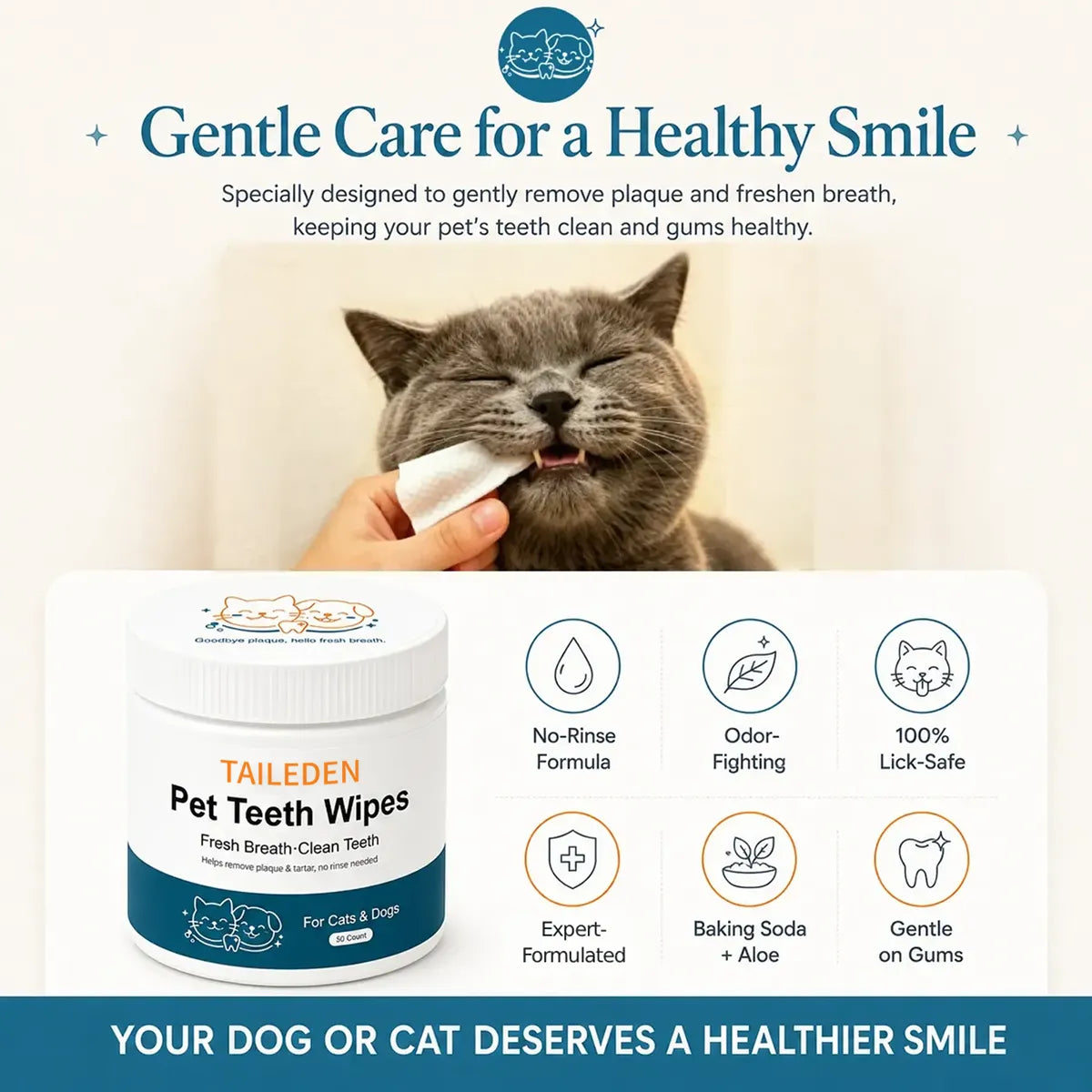 Natural, Odor-Fighting Pet Dental Wipes – Even for Brushing Haters