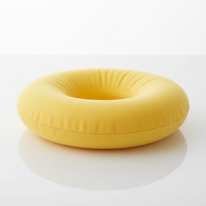Side angle view of soft cat recovery collar showing thickness and donut profile