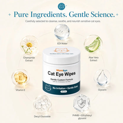 Gentle, No-Sting Cat Eye Wipes – Removes & Prevents Tear Stains