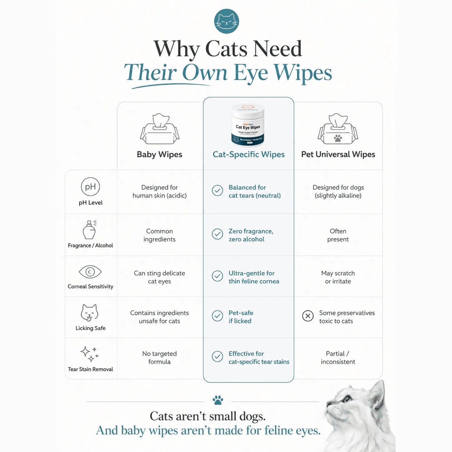 Gentle, No-Sting Cat Eye Wipes – Removes & Prevents Tear Stains