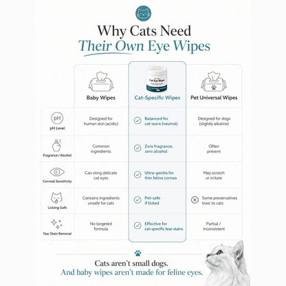 Gentle, No-Sting Cat Eye Wipes – Removes & Prevents Tear Stains