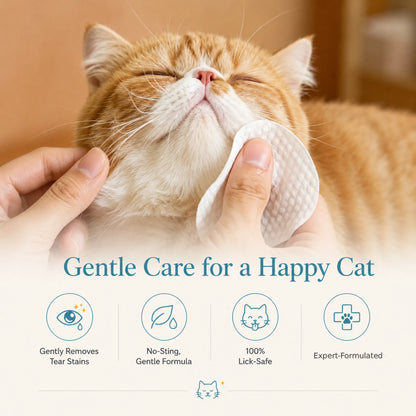 Gentle, No-Sting Cat Eye Wipes – Removes & Prevents Tear Stains